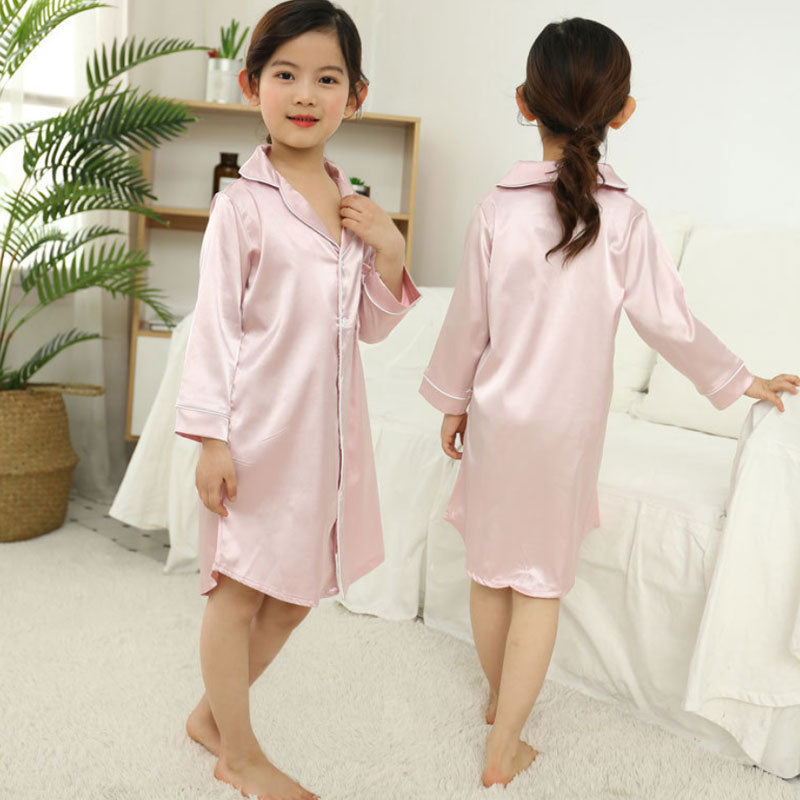 Silk shirt skirt mother girl pajamas Silk shirt skirt mother girl pajamas